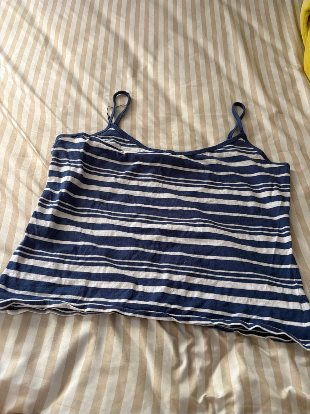 New York & Company Navy and White Striped Tank Top
